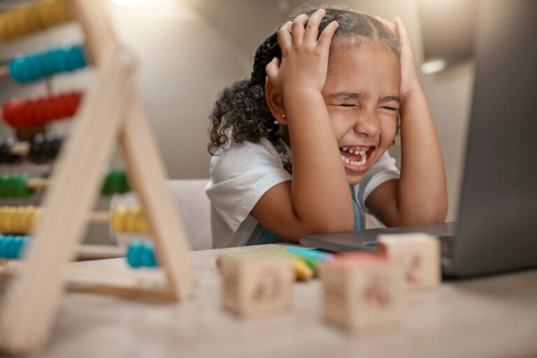 child cries during math